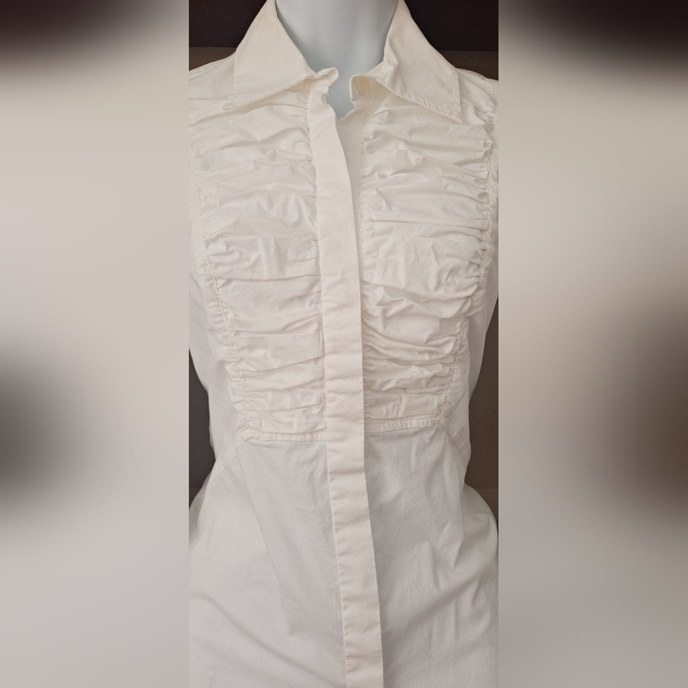 NWOT Brand New Moda International Victoria's Secret Tuxedo Top Ruffled Blouse - Picture 2 of 12